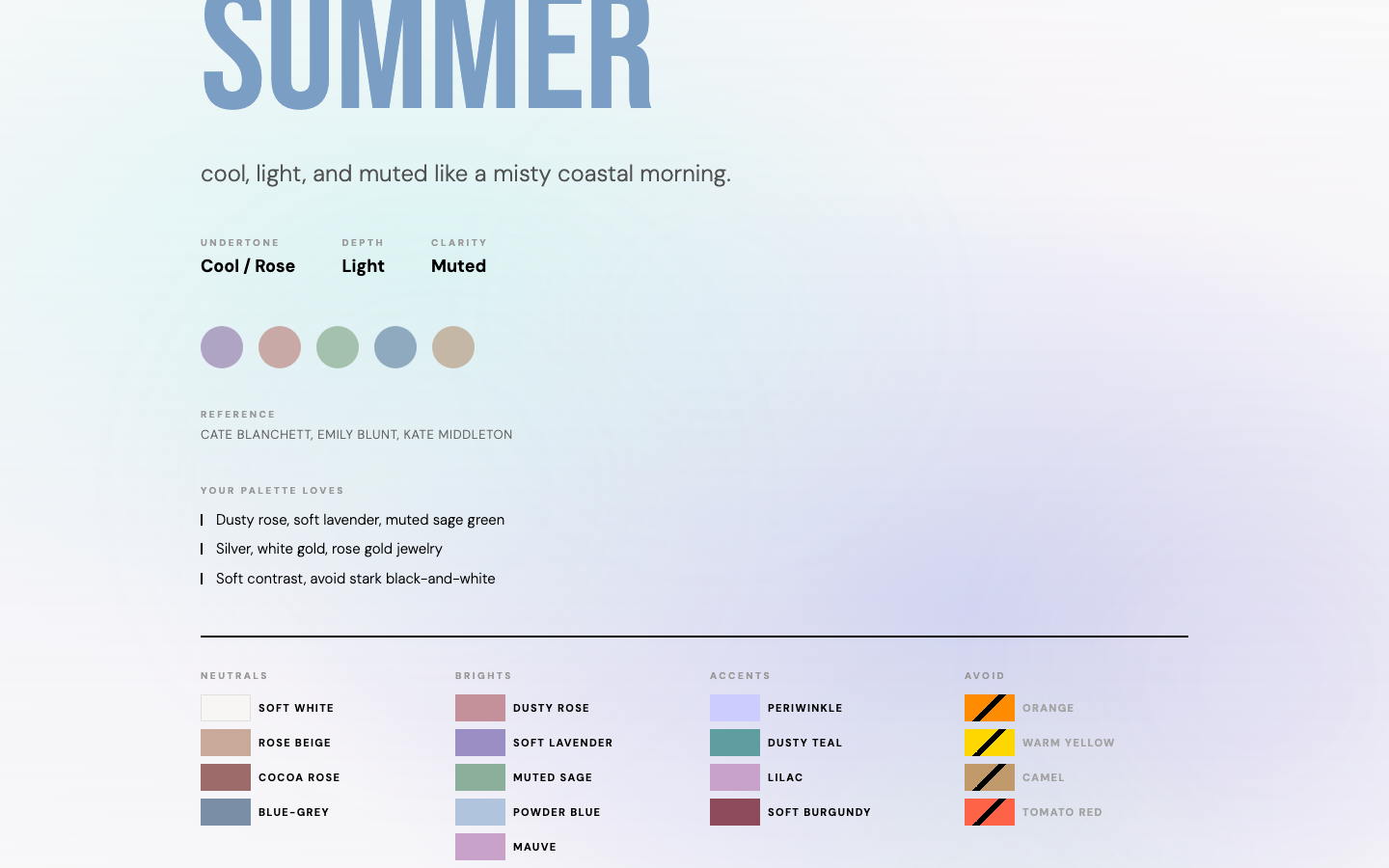 Color Season Analyzer — an editorial "Understanding your palette" scrollytelling app